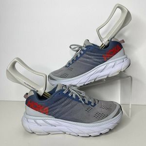 Hoka One One W Clifton 6 Running Shoe, Women Sz 6 Blue Gray Lace Up